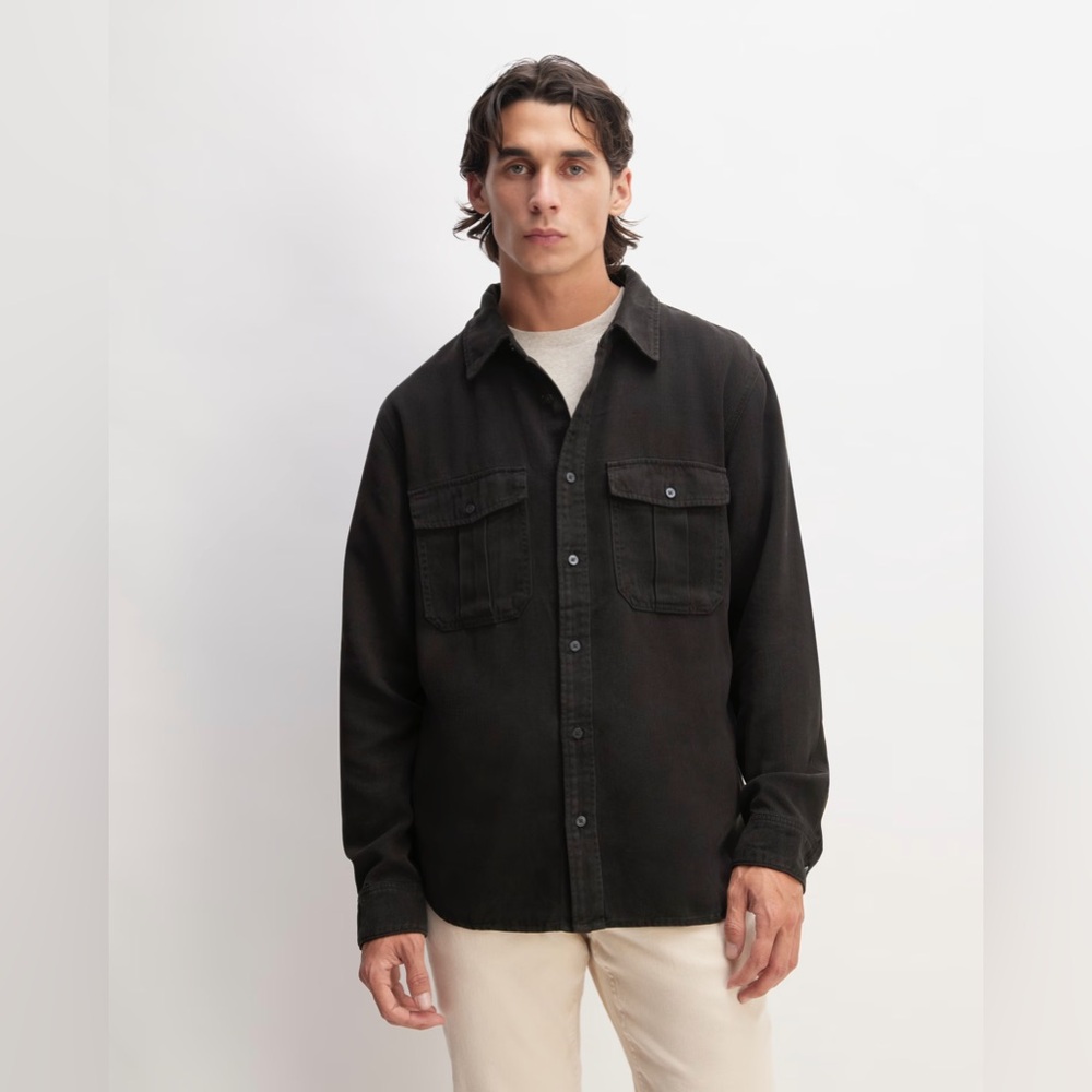 New Everlane Men The Utility Shirt Jacket in Buttersoft Black XXL